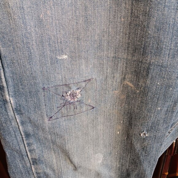 36x30 Levis 505 Regular Fit Blue Denim Jeans Distressed Paint Splatter Y2K - Picture 4 of 10